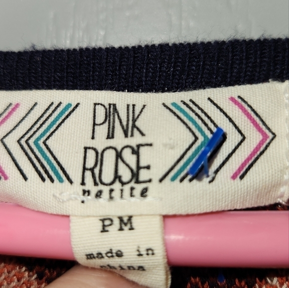 PINK Rose 3/4 Sleeve Chevron Blue & Orange Print Knit Sweater Dress Size… - Picture 2 of 4